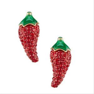 kate spade mini chili pepper crystal earrings cute adorable plants food spice